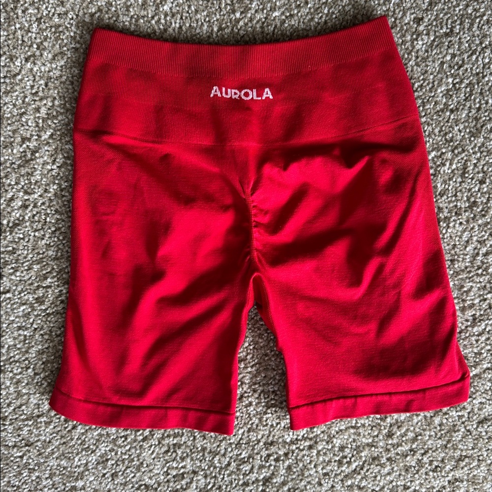 Aurola Red booty scrunch Biker Shorts